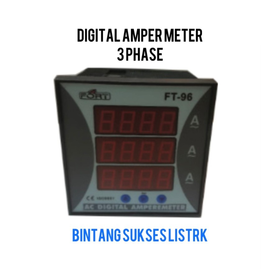 Jual ORIGINAL Digital AMPERMETER 3 Phase Amper Meterr 3 Display 72x72 ...