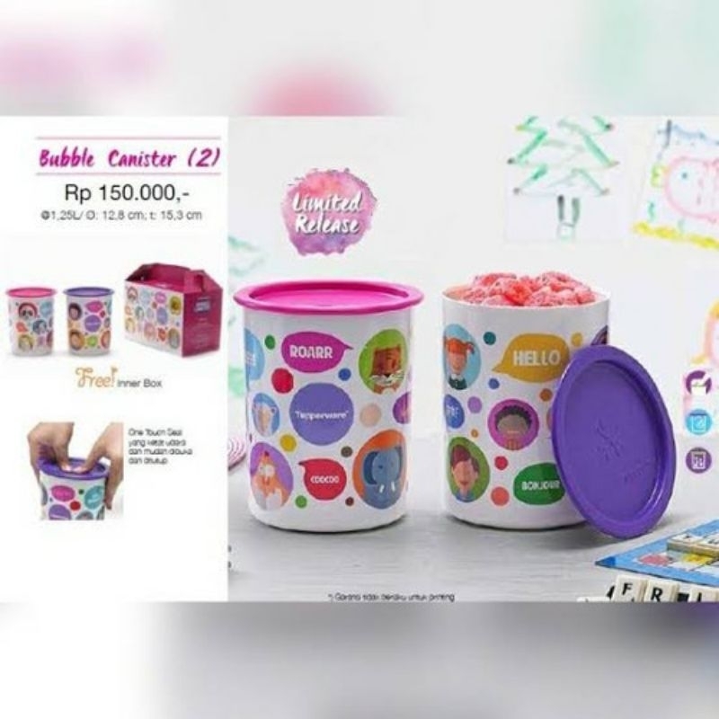 Jual Tupperware Bubble / Flower Canister 1.25 Liter (1 Pcs) // One ...