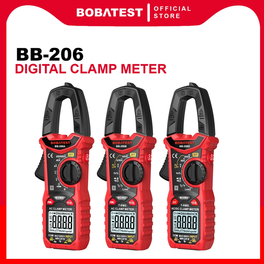 Jual BOBATEST Meteran Klem 600V AC/DC 6000 Multimeter Digital ...