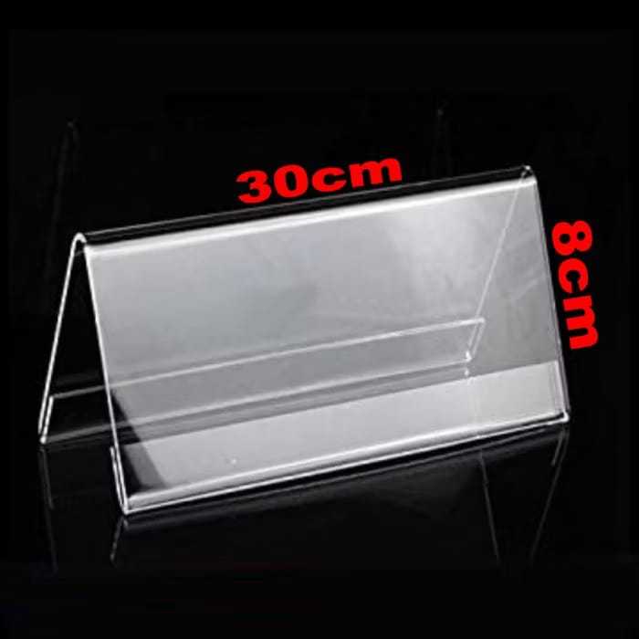 Jual Acrylic 2 sisi Label Stand Display - Akrilik Nama Meja 30cm x 8cm ...
