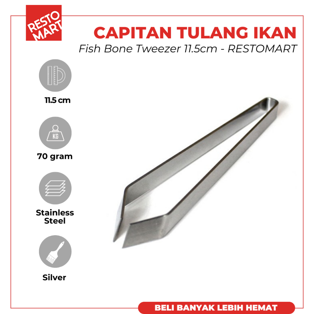 Jual Fish Bone Tweezer / Pinset Tulang Ikan 11.5cm RESTOMART Stainless ...