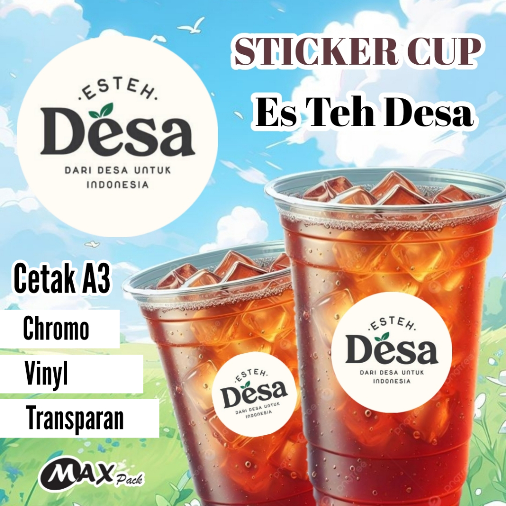 Jual Stiker Es Teh Desa | Sticker Es Teh Desa | Cetak Stiker Es Teh
