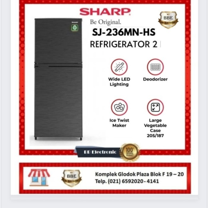 Jual KULKAS SHARP SJ-236 MN - HS 2 PINTU | Shopee Indonesia