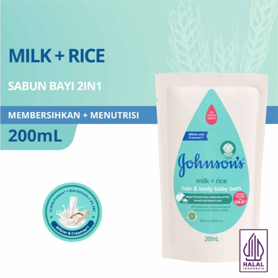 Jual RAYA JOHNSONS Baby Milk+Rice Bath Refill | Shopee Indonesia