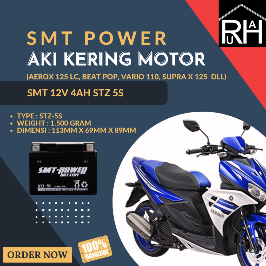 Jual Aki Motor SMT 12V 4AH STZ 5S 10HR (AEROX 125 LC, Beat Pop, Vario ...
