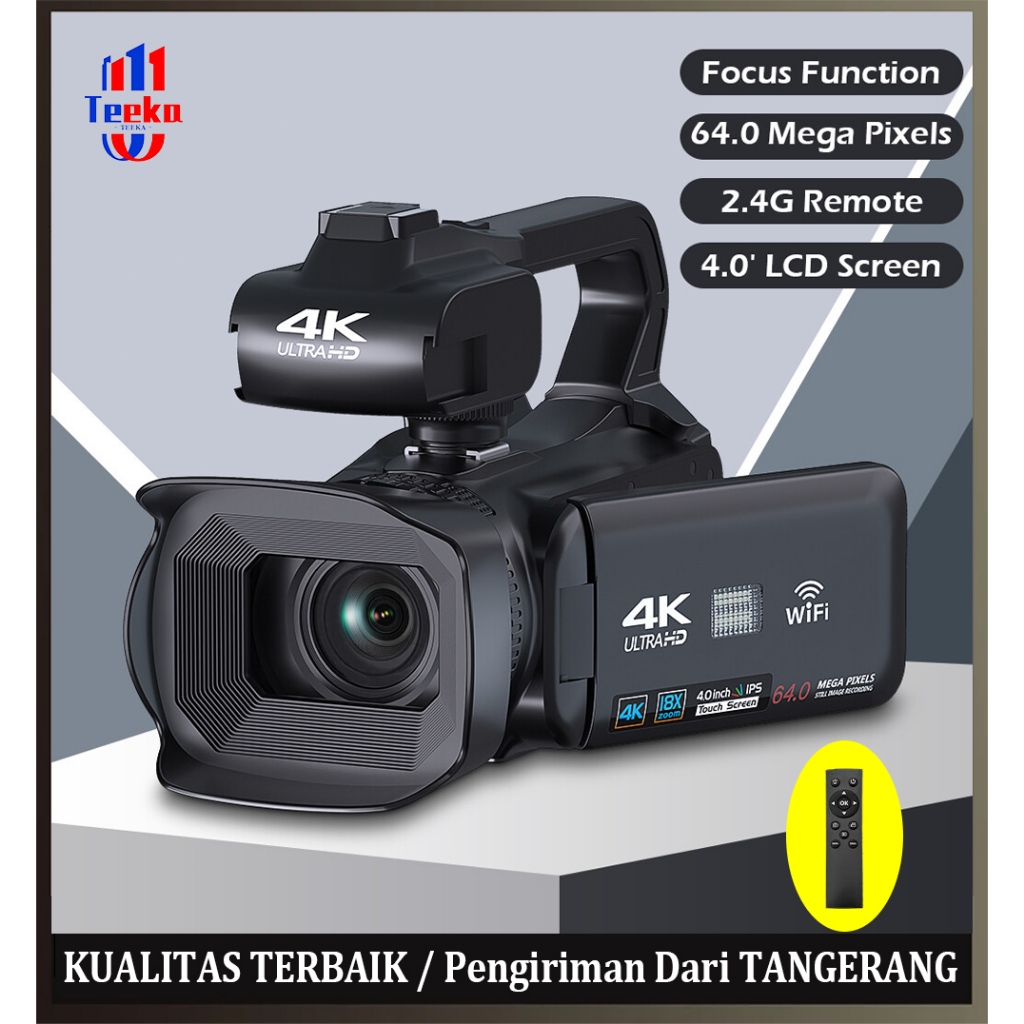 Jual TEEKA 64MP 18X Zoom Handycam 4K/60FPS HD Video Camcorder 4500mAh ...