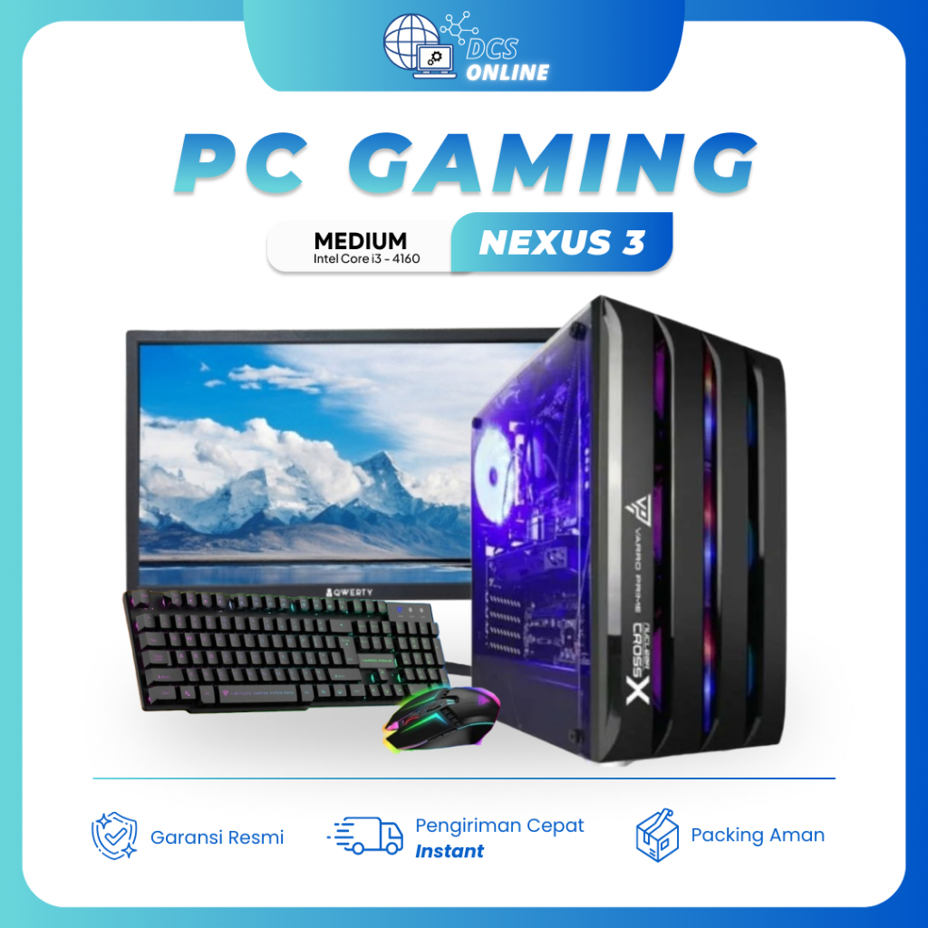 Jual PC RAKITAN FULLSET MONITOR QWERTY 19'' CORE I3 -4160 + RX550 / GTX ...