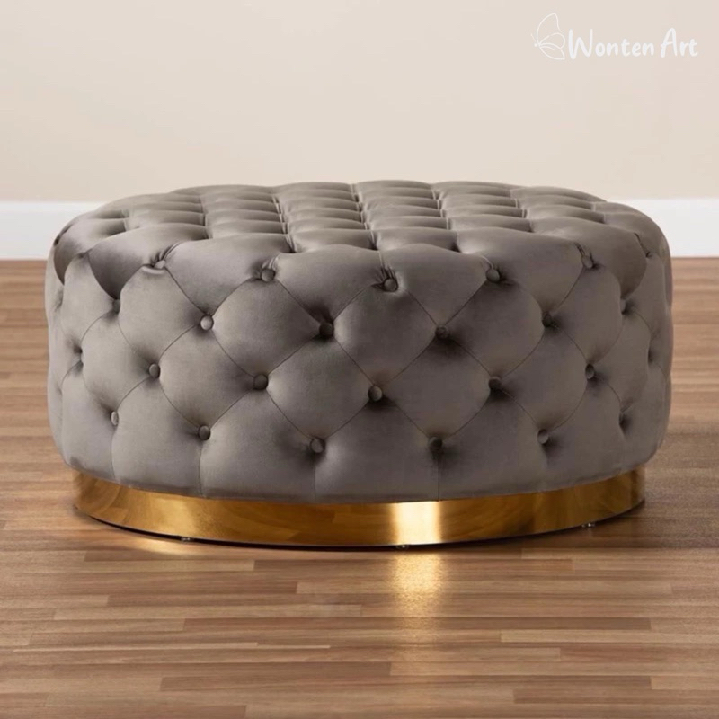 Jual Big Puff Stool bulat Ottoman Kaki Gold - I Sofa Kayu Jati Wonten ...