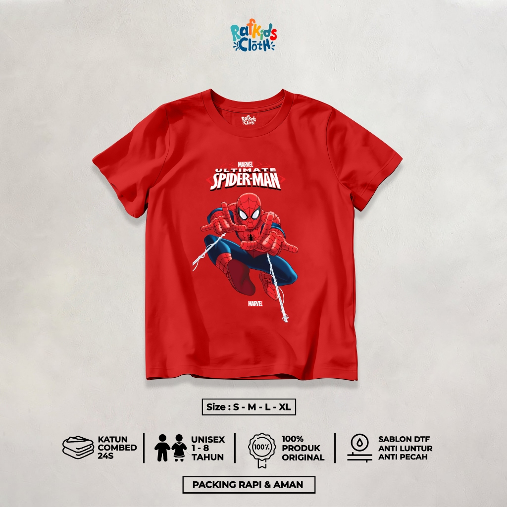 Marvel Thwip Spiderman Attack Print Kaos Anak Laki-laki