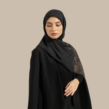 Wulang Narawangsa Hijab Segi Empat Bamboo Black Kerudung Segi Empat Hijab Motif Segi Empat