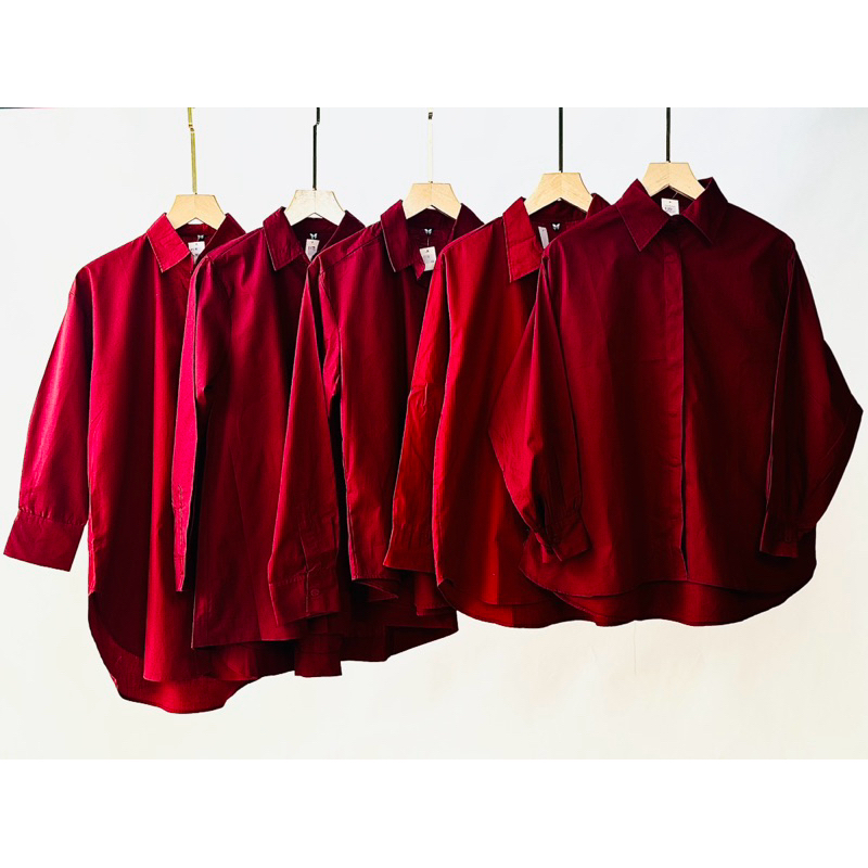 kemeja katun poplin maroon ld114-120 XL- XXL jumbo oversize…