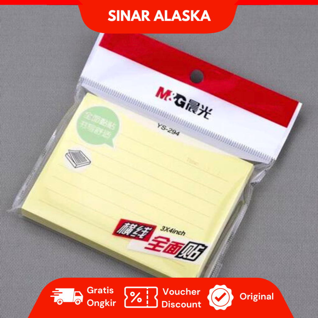 Jual M&G Sticky Notes Memo Tempel Bergaris 3x4 Inch Isi 88 Lembar YS ...