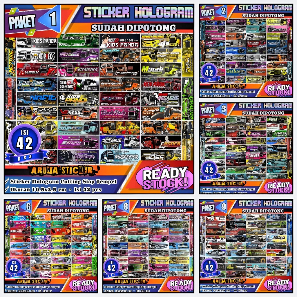 Jual Sticker Bus Hologram Panjang Isi 42pc SUDAH DIPOTONG Tinggal ...