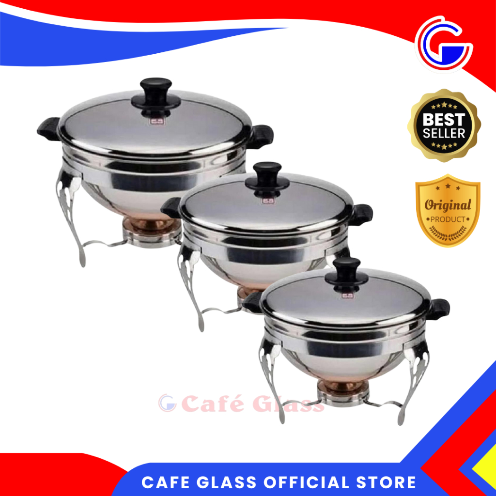 Deep Soup Bowl Maspion - Wadah Saji Chafing Dish Bulat 3 Ukuran - Alat Prasmanan Maspion