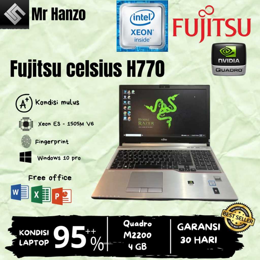 FUJITSU CELSIUS H770 Xeon E3 - 1505M | 32GB | SSD 1TB |QUADRO M2200 4GB |  15inc