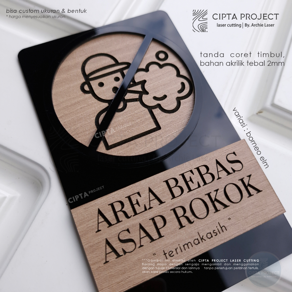 Jual Area Bebas Asap Rokok, Sign DIlarang Merokok/ Penanda Kayu ...