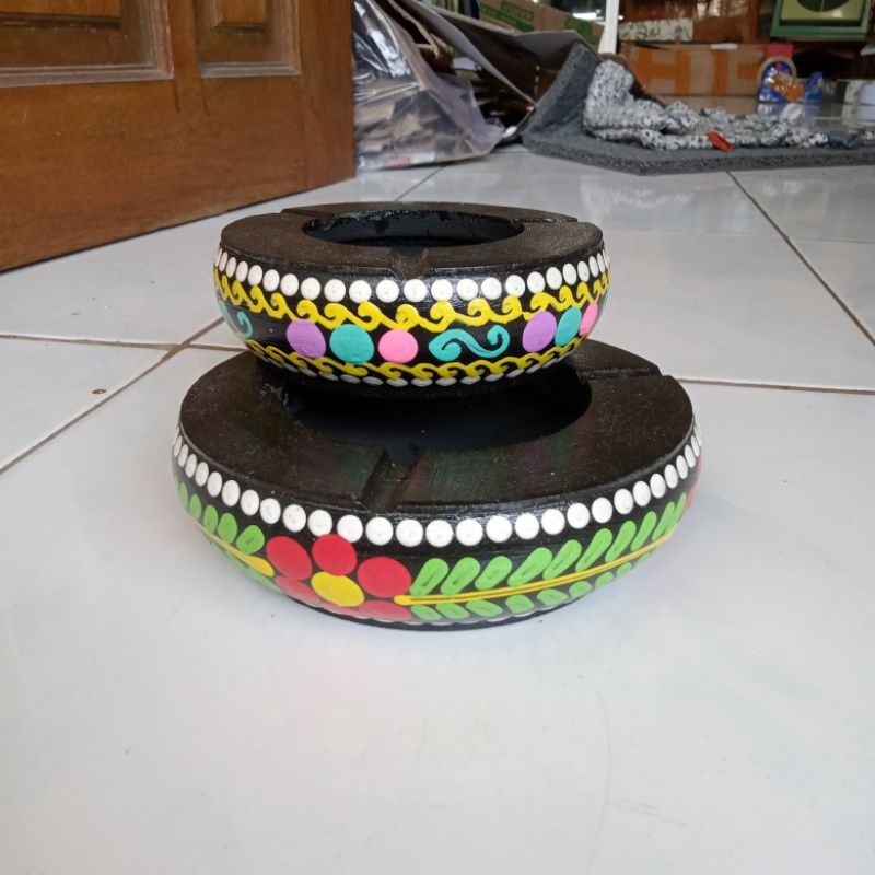 Jual Asbak kayu painting/Asbak lukis/Tempat abu rokok | Shopee Indonesia