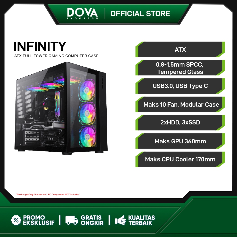 Jual Casing PC GameMax Infinity Black ATX | Shopee Indonesia