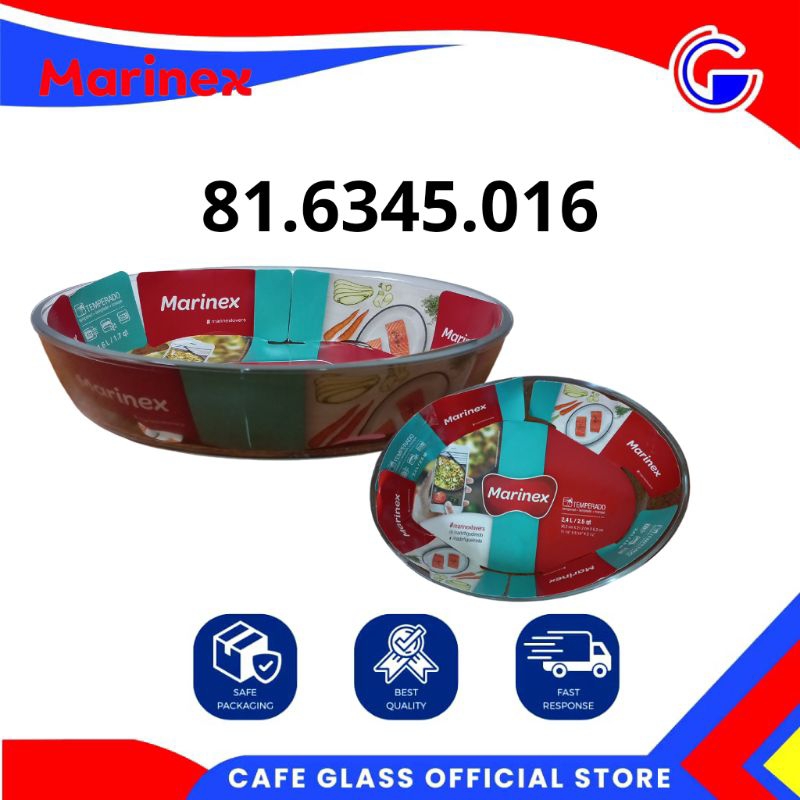 Loyang Kaca Oval 2.4L - Wadah Saji Marinex Tahan Panas Dingin - Loyang Oven Freezer / Bake&Serve Baking Tray