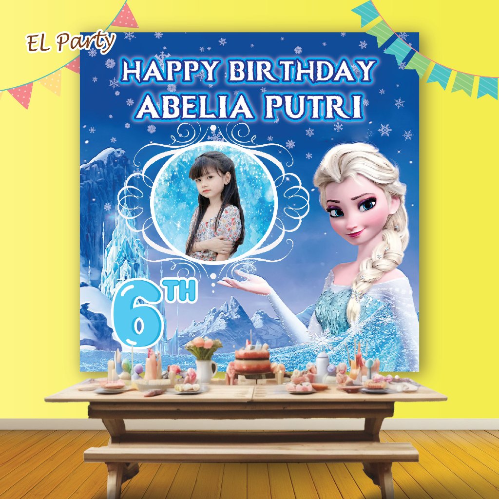 Jual Banner Ulang Tahun ELSA FROZEN Spanduk Ultah Kostum Karakter