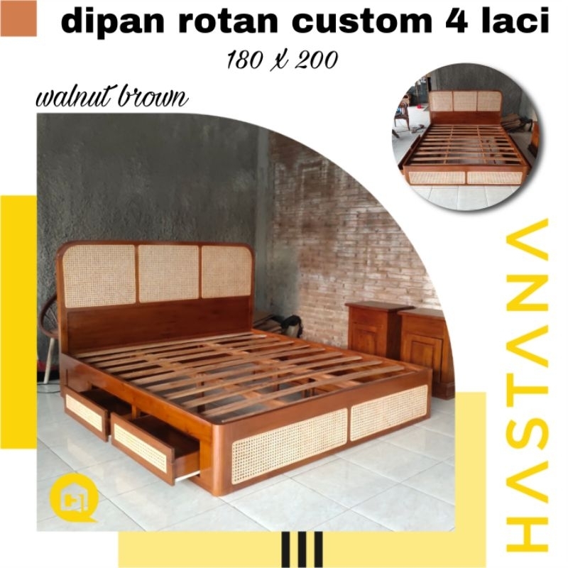 Jual dipan custom rotan dipan minimalis laci 4 dipan jati kombinasi ...
