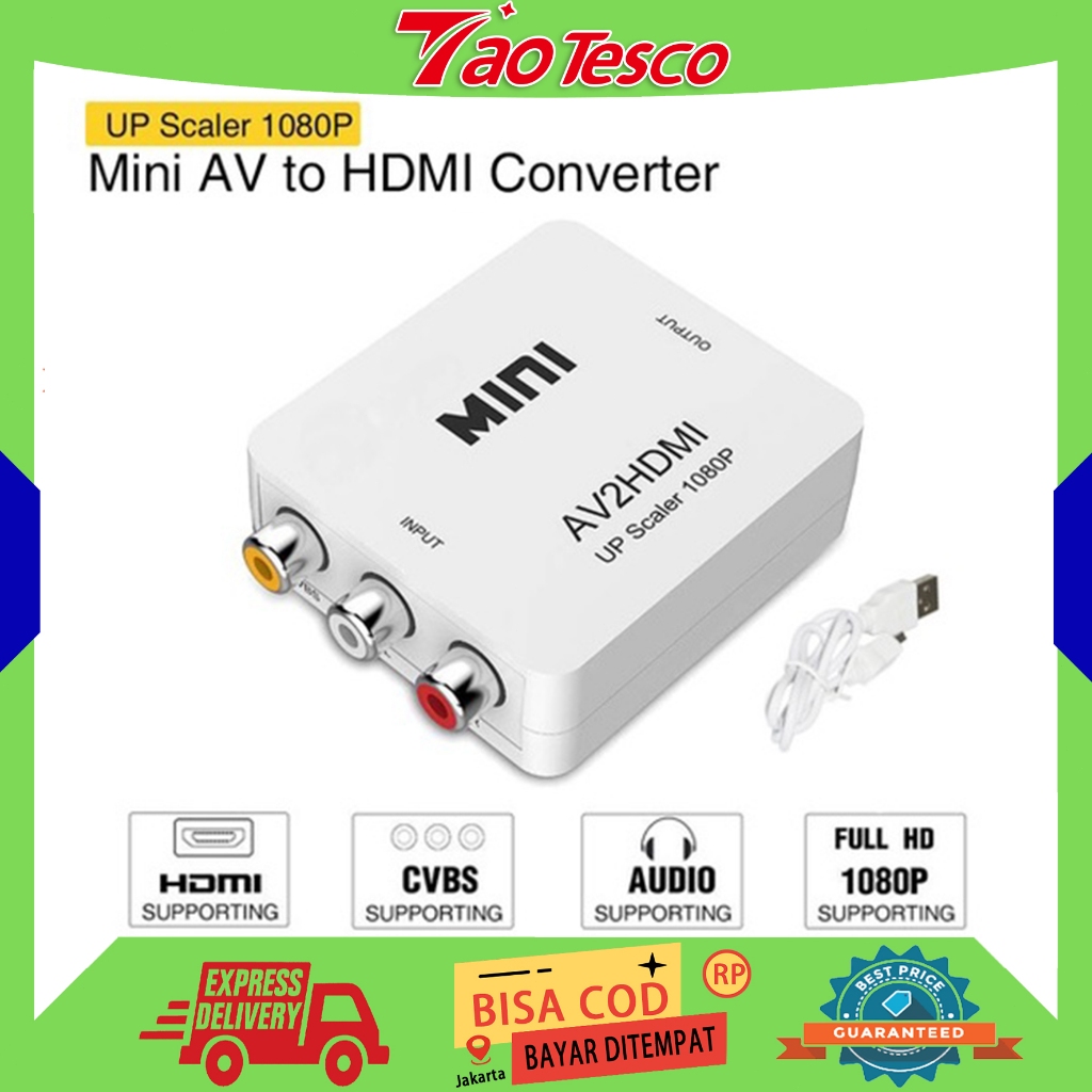 AV2HDMI Converter AV RCA to HDMI Mini Adapter HD Video 1080P