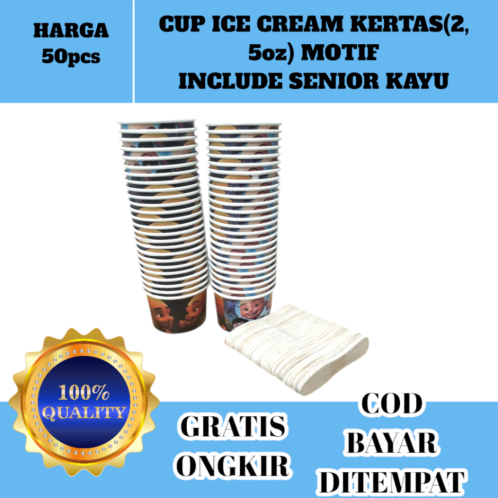 Jual Cup Es Krim / Paper Cup Es Krim / Gelas Kertas Ukuran 2.5oz TANPA ...
