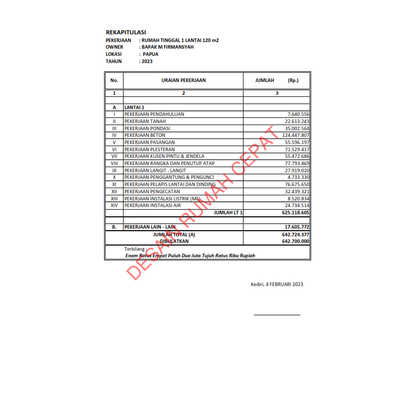Jual Pembuatan Rencana Anggaran Biaya / RAB lengkap Rumah | Shopee ...