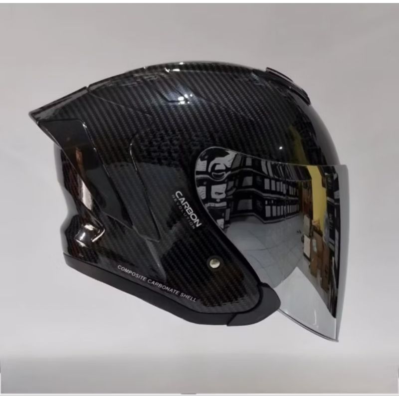 Jual Helm Half Face CARBON / Kekinian New JS CARBON Realpick Original