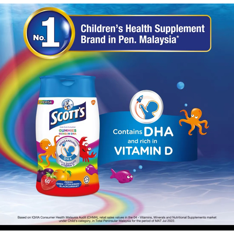 Jual Scott’s DHA Gummies 3 rasa orange,strawberry dan Black Currant ...