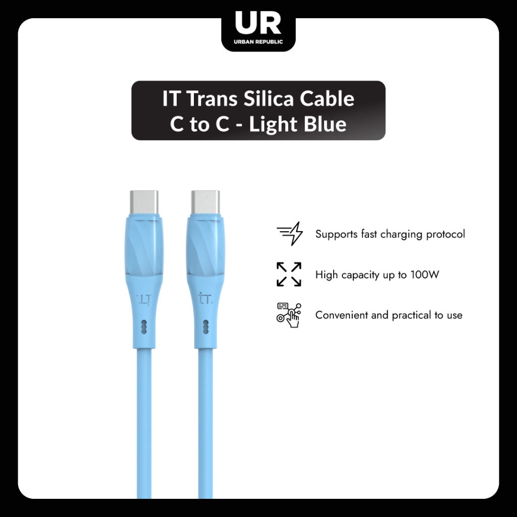 Jual IT Trans Silica Cable C to C - Light Blue | Shopee Indonesia