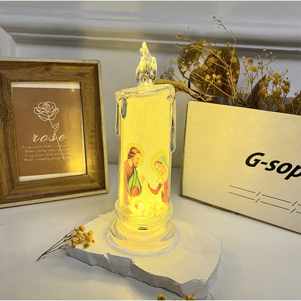 Lilin LED Smokeless Gambar Rohani Leleh 15cm 20cm Candle Light 3