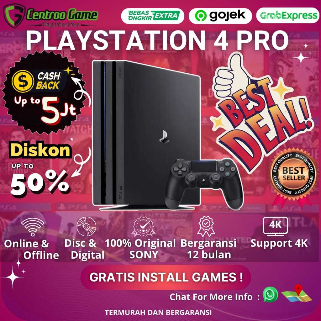 PS4 PRO 1-2TB ORIGINAL 4K BUNDLE GAME HITZ TERBARU