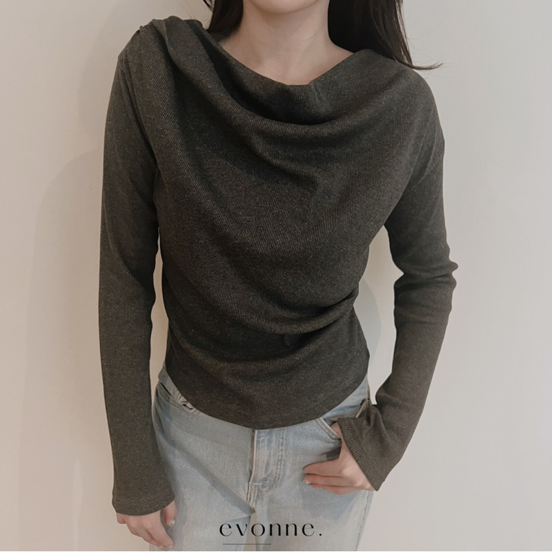 EVONNE WonYoung Top - Atasan Wanita Long Sleeve - Baju Lengan Panjang Wanita Knit Top Blouse