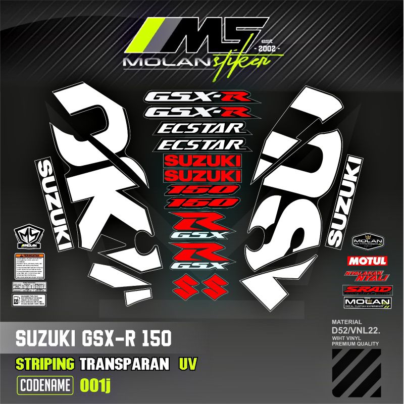 Jual Decal Sticker Striping Variasi Transparan Uv Suzuki GSX R 150 ...