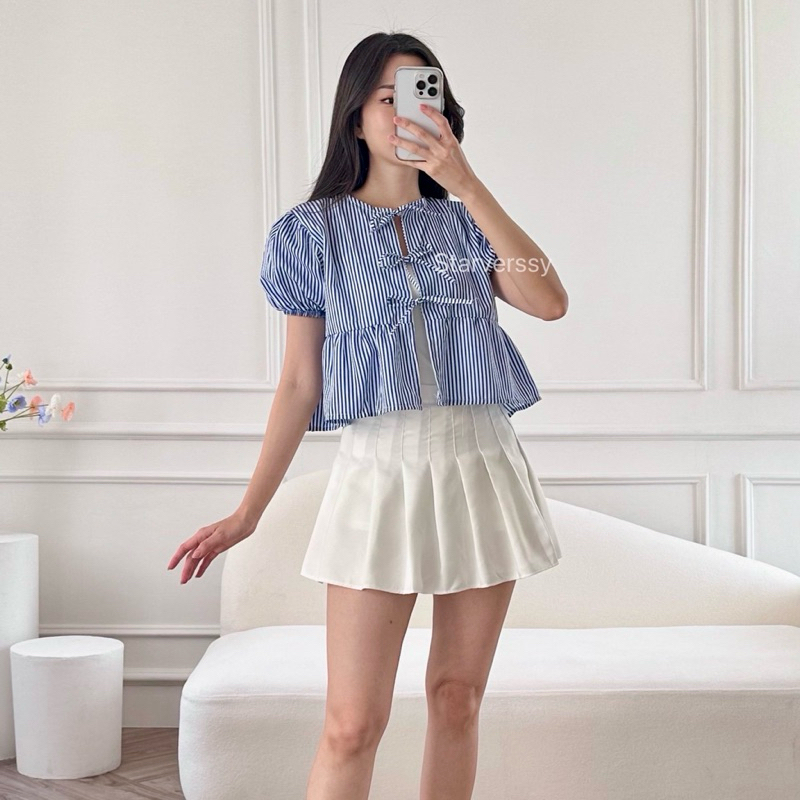 JANE TOP - Atasan Wanita Coquette - Blouse Korea - Ribbon Top - Coquette Top
