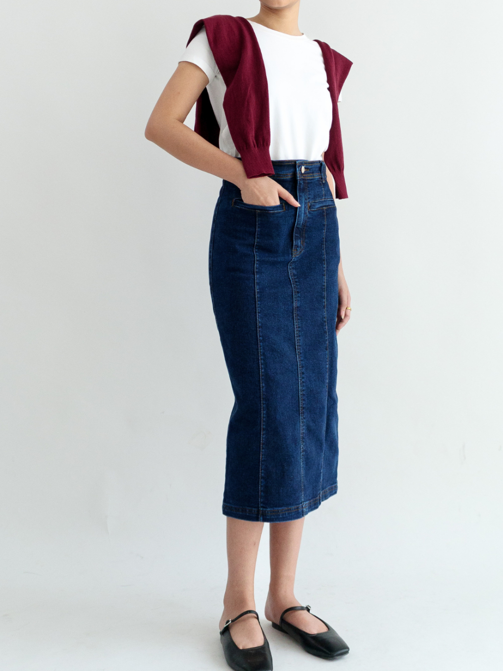 Jual KAIAHATI - Leticia Denim Midi Skirt | Rok Denim | Rok Jeans | Rok ...