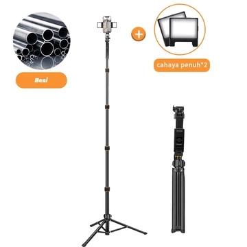 Tripod Live Streaming Penyangga Ponsel Teleskopik 2.1 Meter Tripod Berdiri Aluminium Alloy