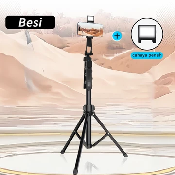 Tripod Logam 2.1M Lampu Cincin LED Siaran Langsung Dudukan Ponsel 2M Tripod Teleskopik Kepala