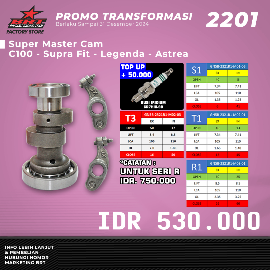 Jual MASTERCAM + ROCKER ARM S/T/R C100/SUPRA FIT/LEGENDA ASTREA BRT ...