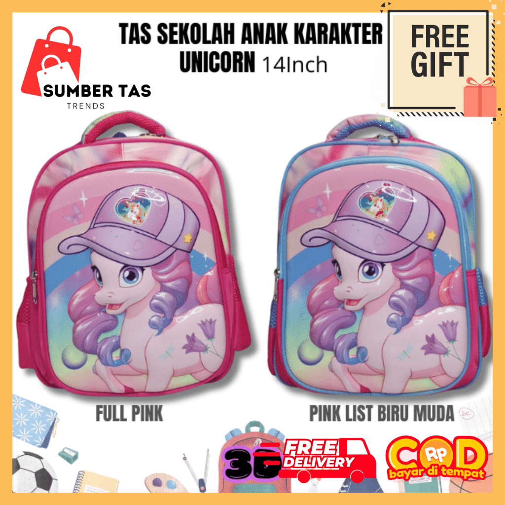 Jual Tas Sekolah 3D UNICORN Tas Ransel Anak Perempuan Backpack Karakter ...