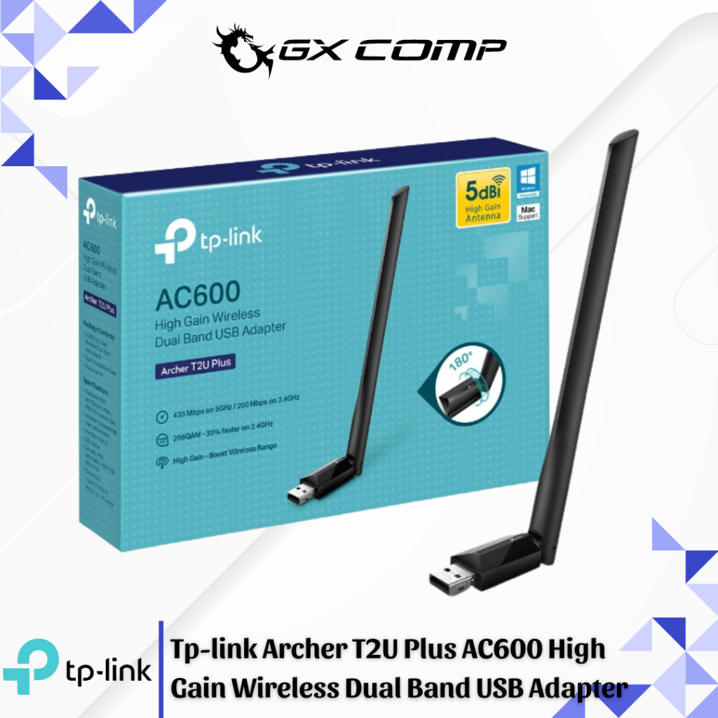 Jual TP-LINK Archer T2U Plus AC600 Dual Band USB Adapter Wireless ...