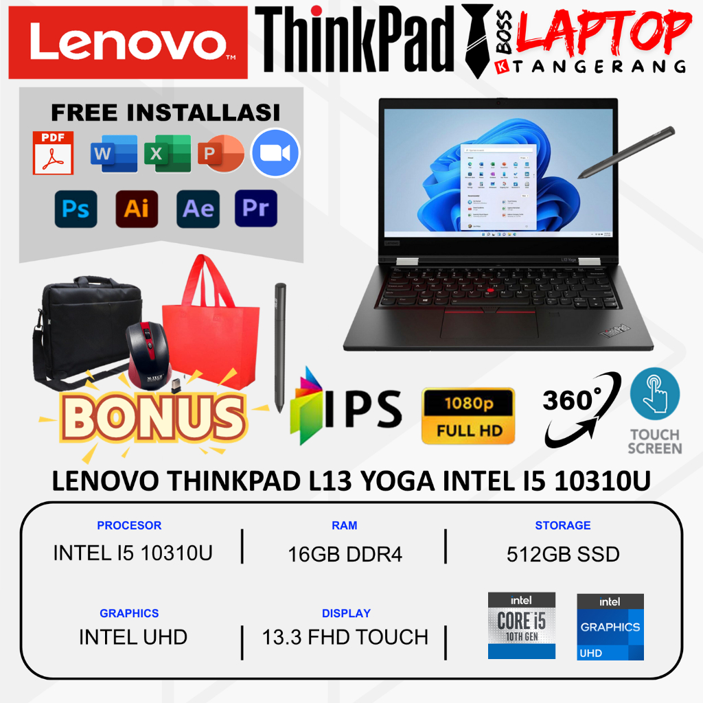 Jual LAPTOP TOUCHSCREEN LENOVO YOGA L13 INTEL I5 16GB 512GB SSD 13.3 ...