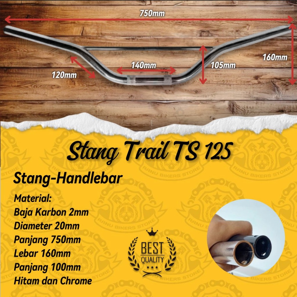 Jual COD Stang Stir Scrambler Vintage Motor Trail Suzuki TS125 Tracker ...