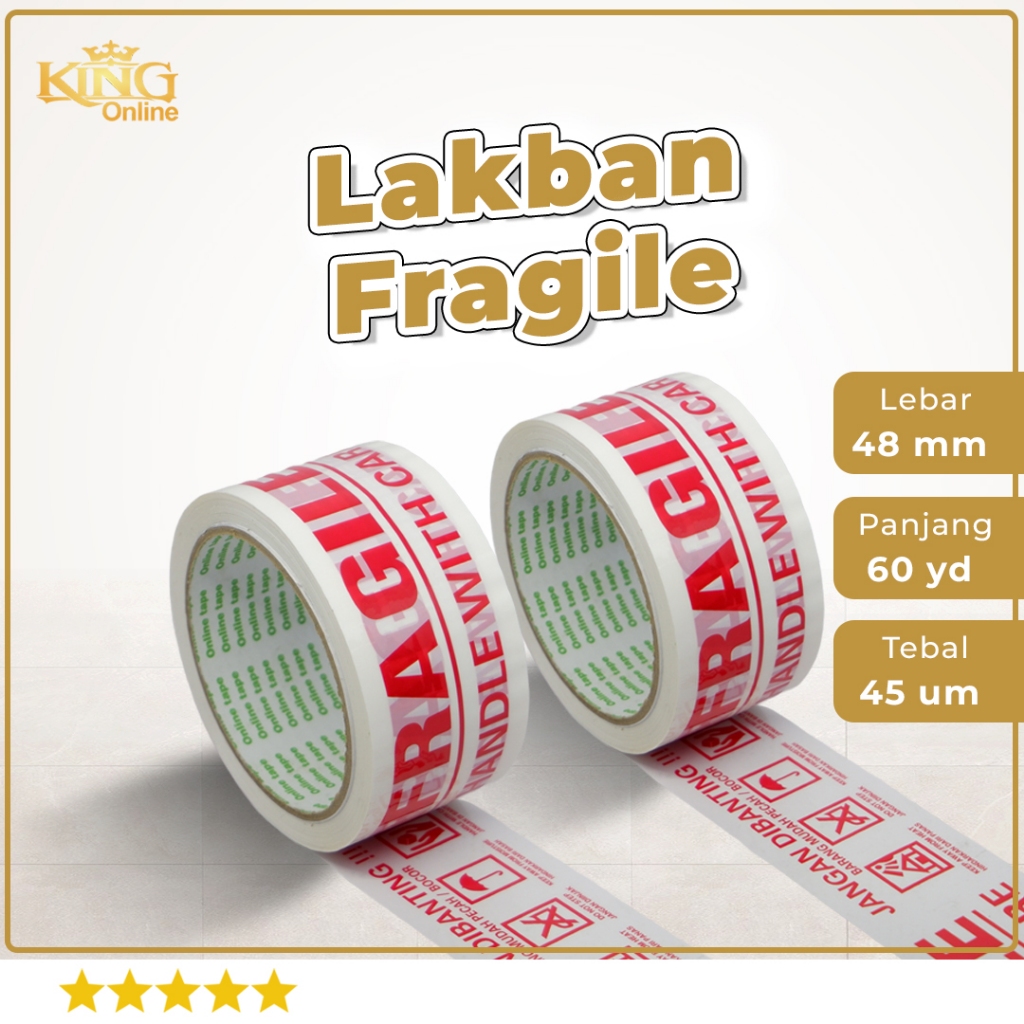 Jual LAKBAN FRAGILE PUTIH JANGAN DIBANTING 60 Yard x 2 inchi x 50 mic ...