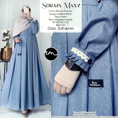 Gamis Katun Madinah Soraya Maxy tampilan depan