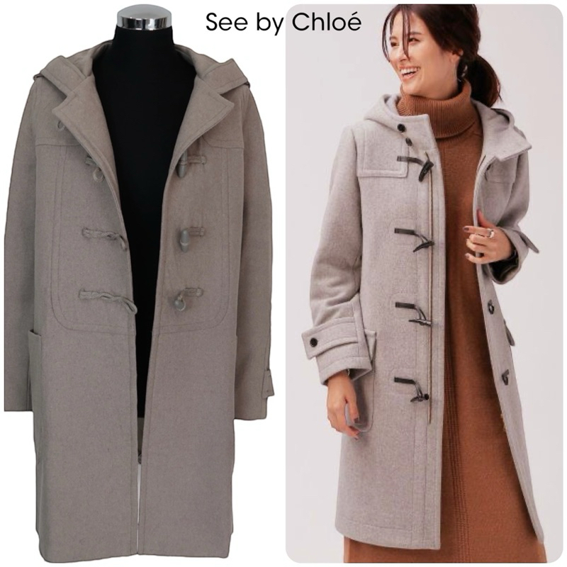 Jual Women premium hooded duffle coat in light grey brand See by chloe Shopee Indonesia