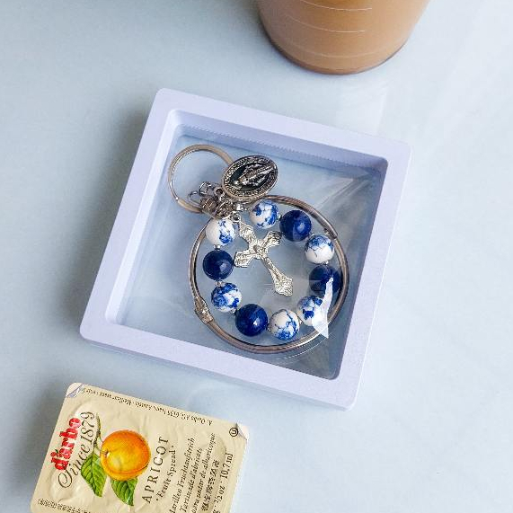 Gantungan Rosario Katolik "CLASSIC BLUE" Series - Ceramic Biru 4