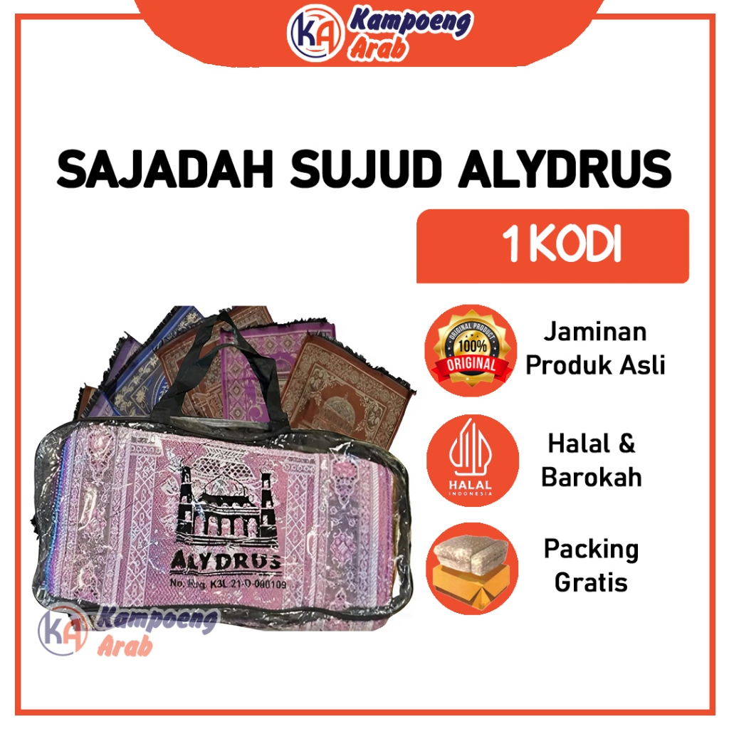 1KODI (20 PCS) SAJADAH ALYDRUS Sujud Kepala Travelling Bahan Kualitas Premium untuk beribadah sholat
