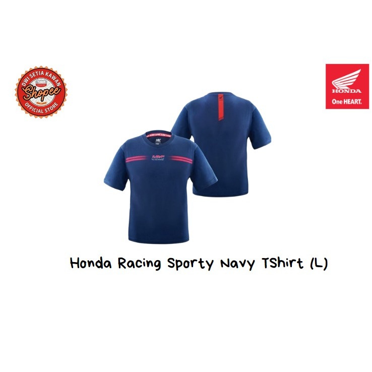 T-shirt Officiel Honda Wing Navy - Logo Honda Brodé, Tailles S à XXL - Neuf Avec étiquettes